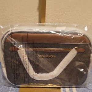 Michael Kors Black and Brown Toiletry Bag